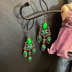 Elegant Green Chandelier Earrings